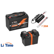 Kit Bateria Litio 12V 100AH Com Carregador  Caixa de Bateria Marinha, Voltímetro integrado